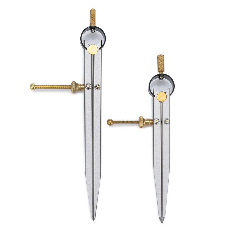 OSSIJAY 2 PCS Adjustable Lockable Spring Wing Divider Calipers, 6 Inch and 8 Inch Steel Leather Compass Creaser, Drafting Compass Tool for Woodworking, Metalworking, Geometry Drawing - Image 5